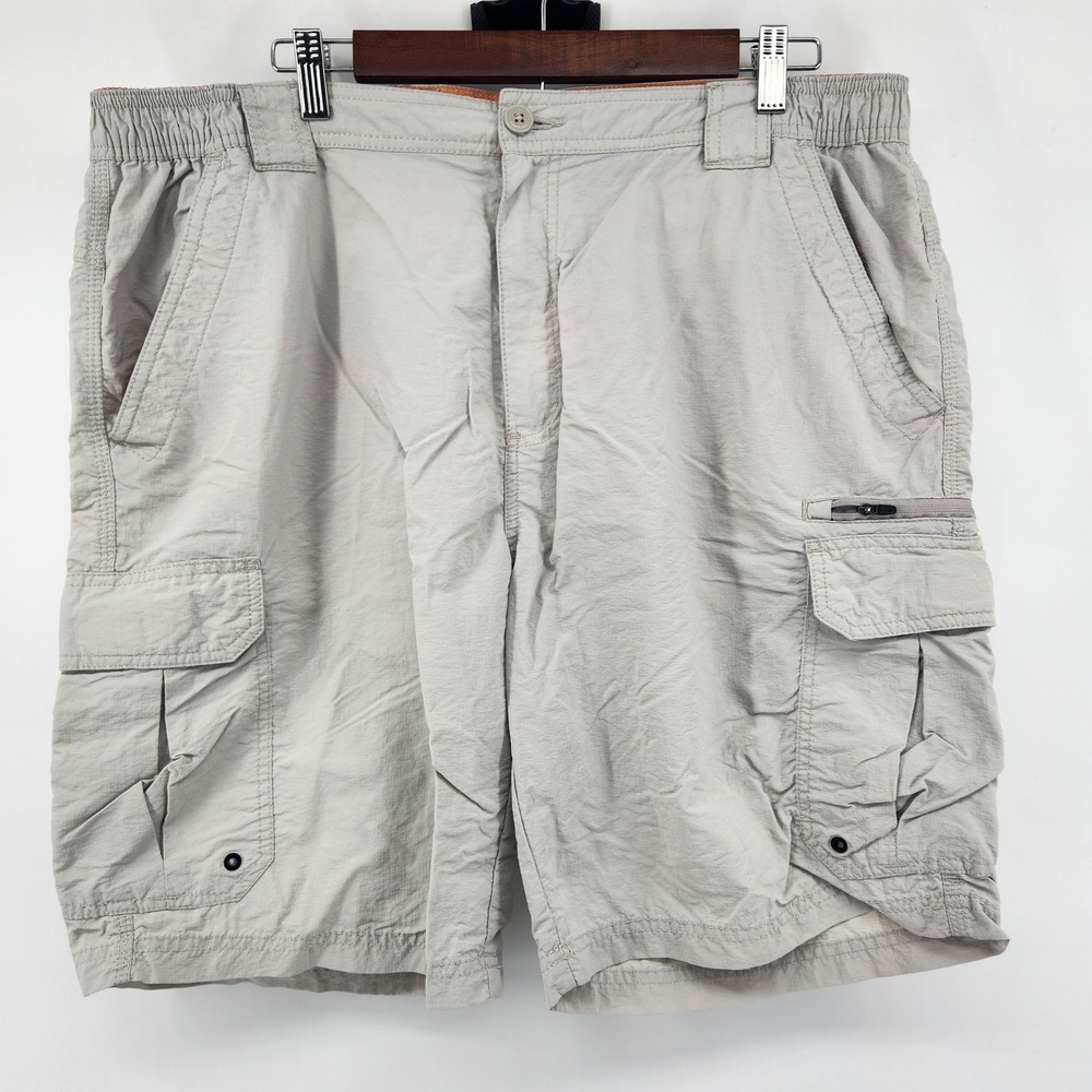 Field & Stream Mens Cargo Shorts XL 40-42 Tan Nylon Ripstop Hiking Fishing 9in